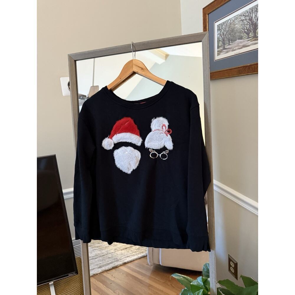 Sanctuary Black Christmas Hat Sweater Womens Pullover